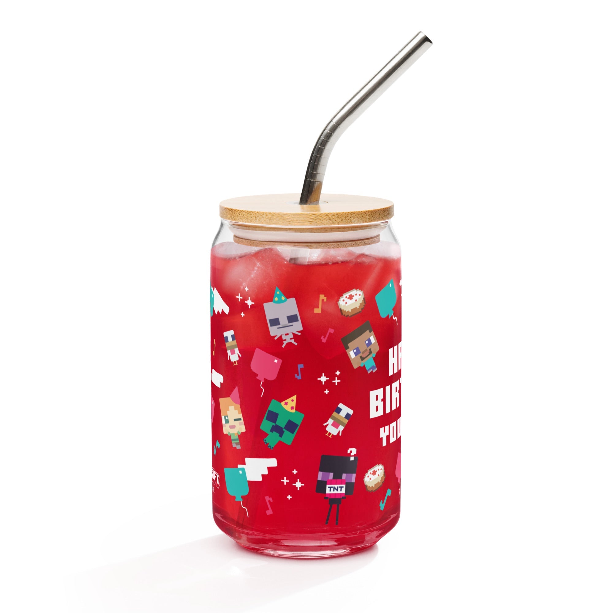 Minecraft Can-Shaped Glass Happy Birthday Personalized Name
