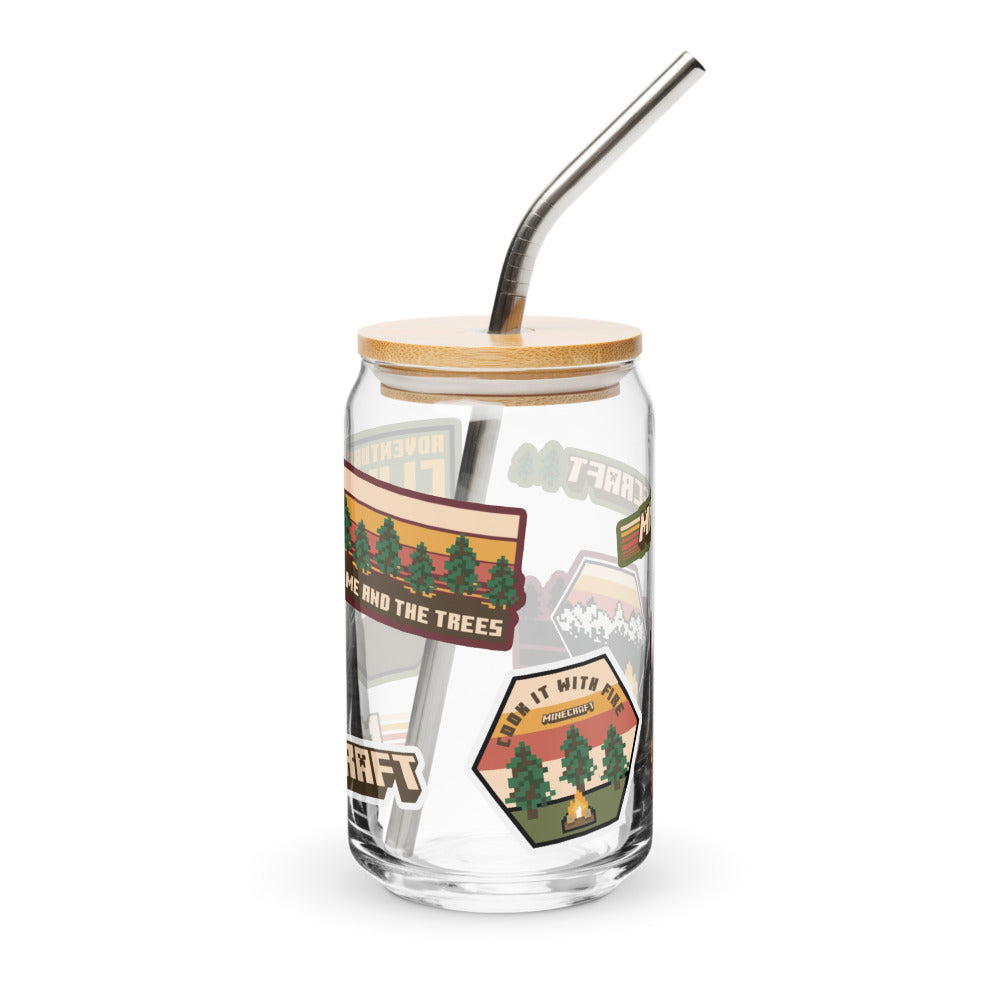 Minecraft Overworld Explorer Can Shaped Glass with Lid