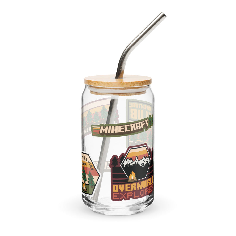 Minecraft Overworld Explorer Can Shaped Glass with Lid