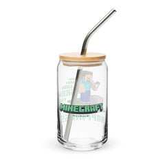 Minecraft Grow Your Happiness Can-Shaped Glass with Lid and Straw