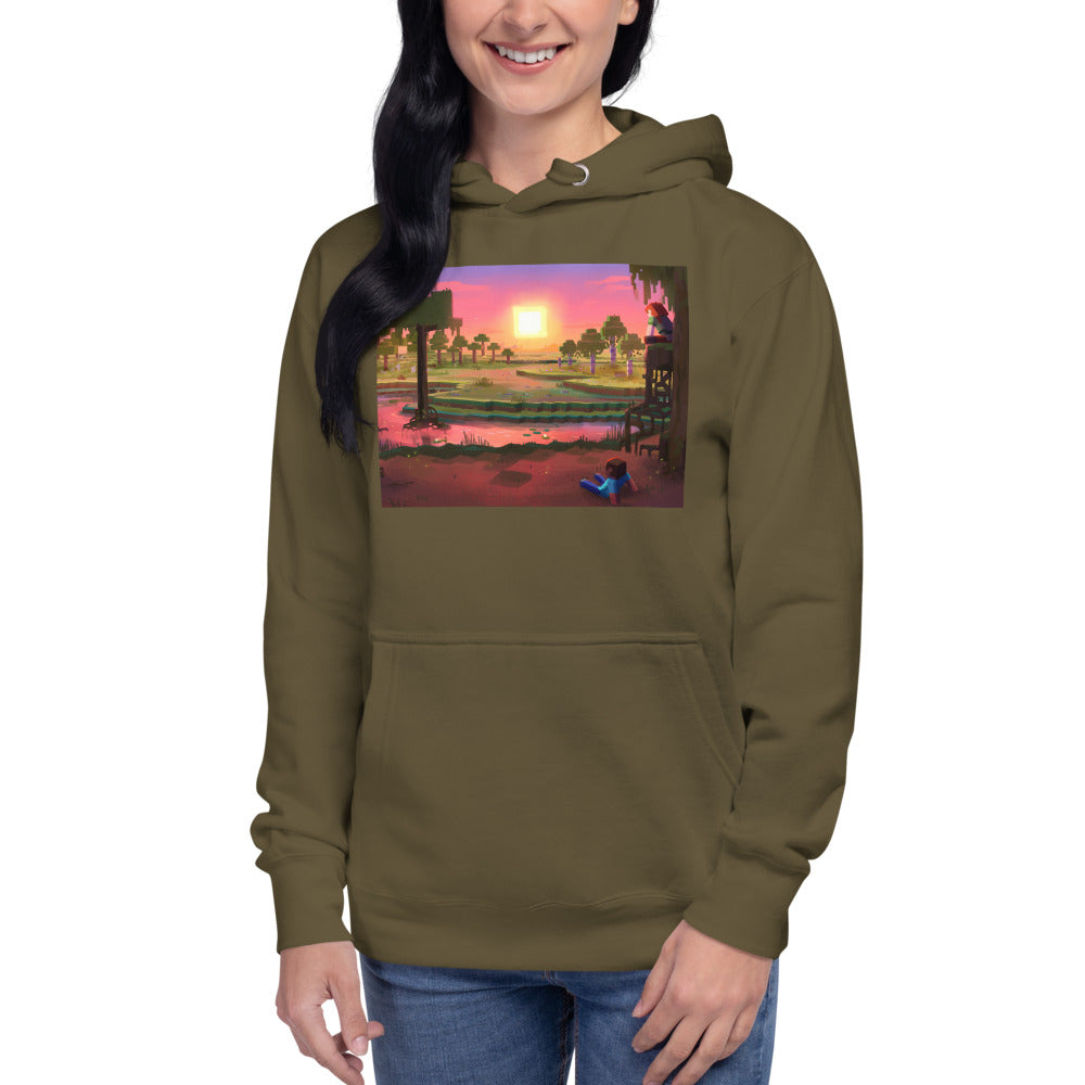 Minecraft Limited Loot Swamp Sunset Unisex Premium Hoodie
