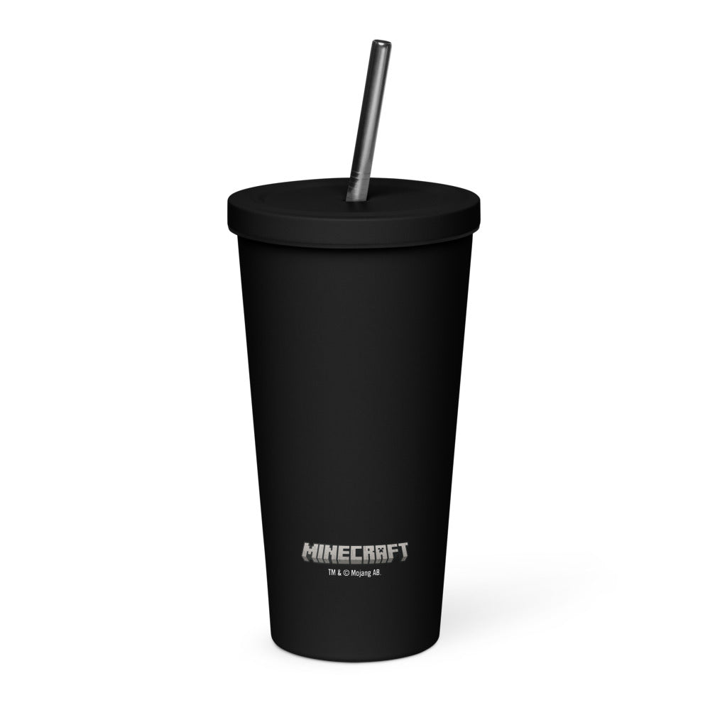 Minecraft Creeper Face Insulated Tumbler with a Straw
