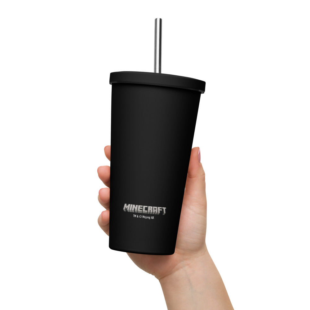 Minecraft Creeper Face Insulated Tumbler with a Straw