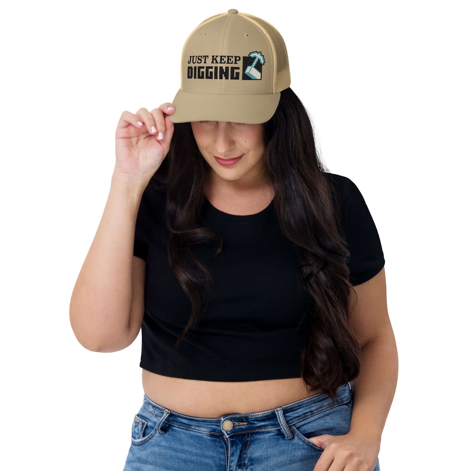 Minecraft Embroidered Trucker Hat Just Keep Digging
