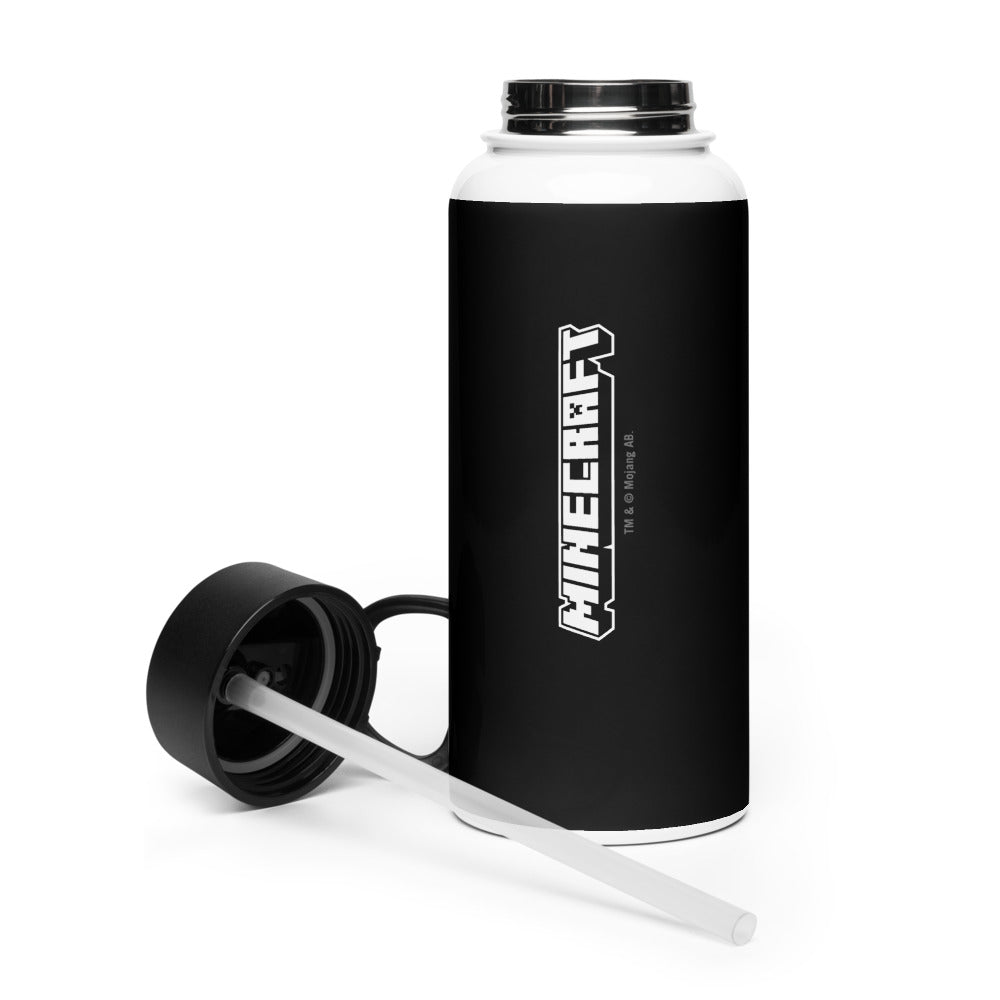 Minecraft Tuned In Creeper Stainless Steel Water Bottle with a Straw Lid