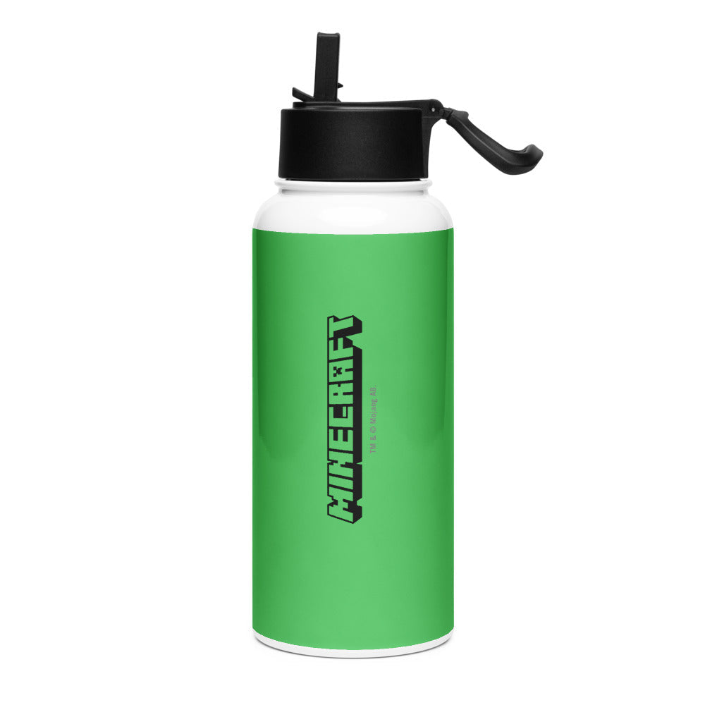 Minecraft Tuned In Creeper Stainless Steel Water Bottle with a Straw Lid