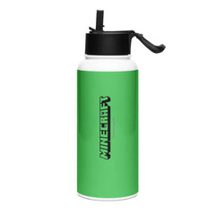 Minecraft Tuned In Creeper Stainless Steel Water Bottle with a Straw Lid
