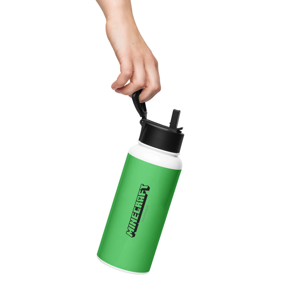 Minecraft Tuned In Creeper Stainless Steel Water Bottle with a Straw Lid