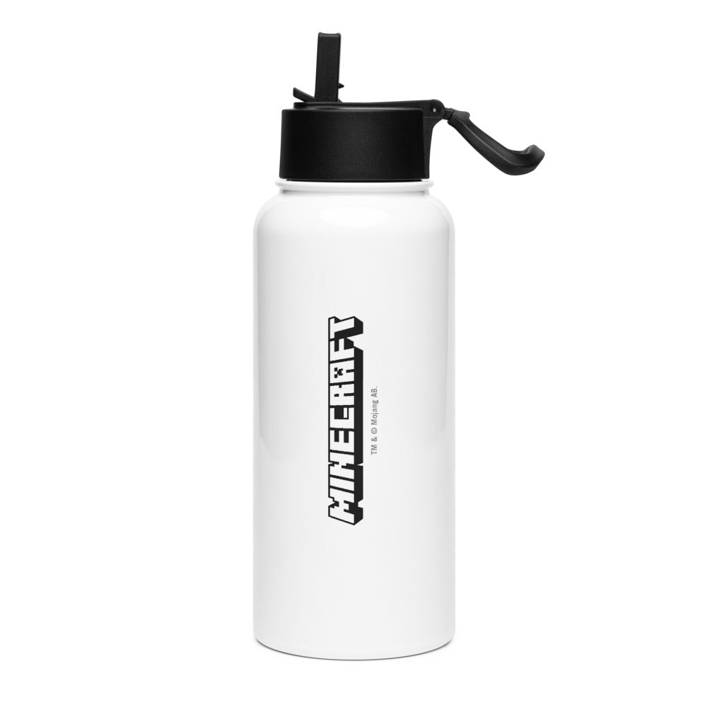 Minecraft Tuned In Creeper Stainless Steel Water Bottle with a Straw Lid