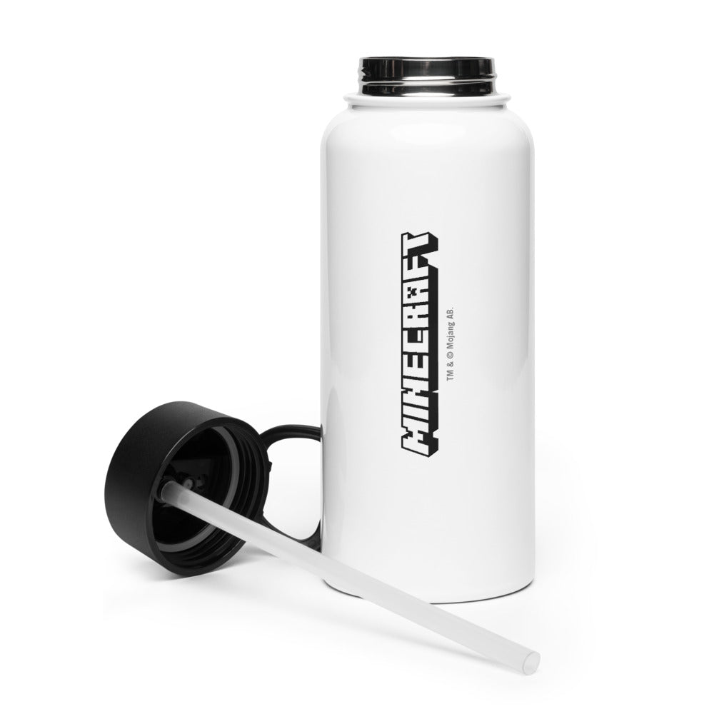 Minecraft Tuned In Creeper Stainless Steel Water Bottle with a Straw Lid