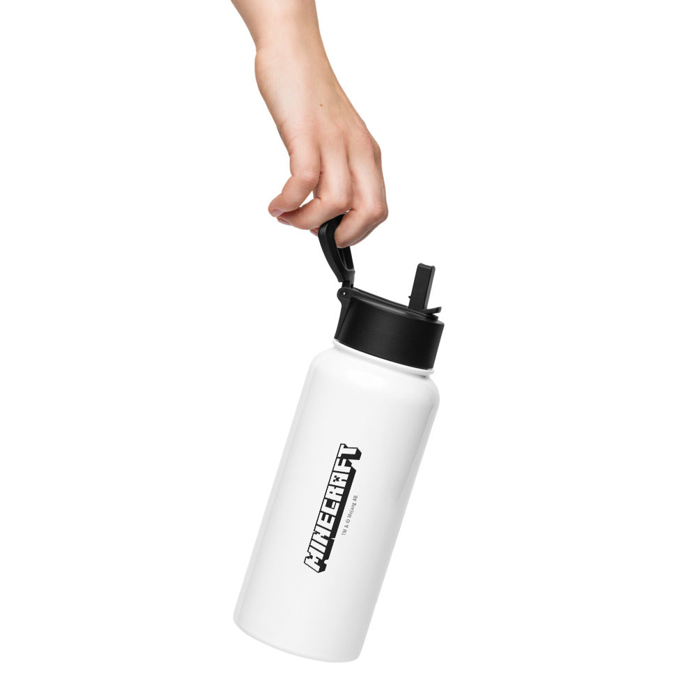 Minecraft Tuned In Creeper Stainless Steel Water Bottle with a Straw Lid