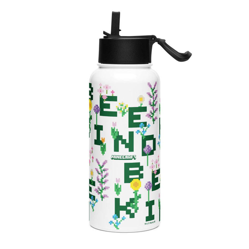 Minecraft Bee Kind Stainless Steel Water Bottle with a Straw Lid