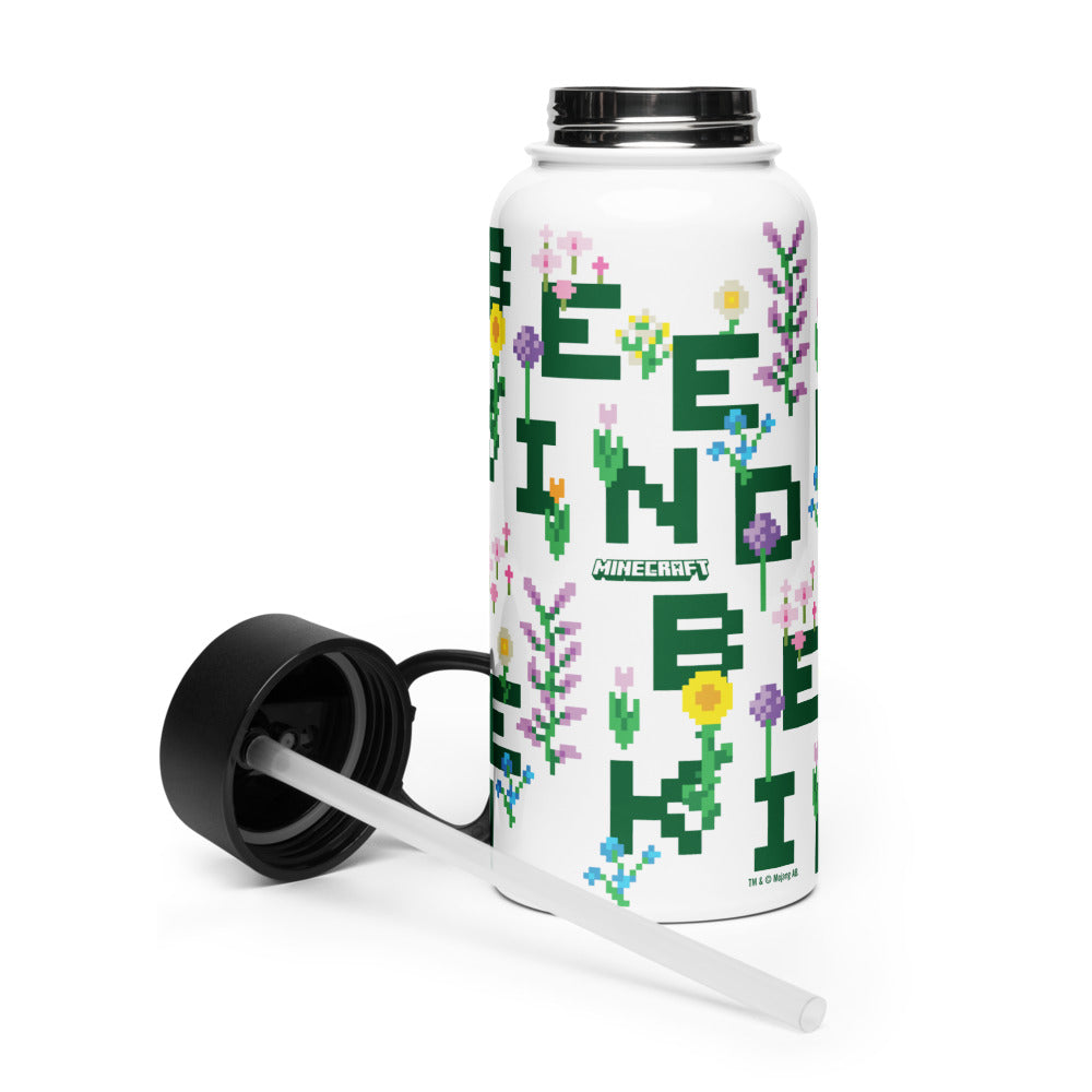 Minecraft Bee Kind Stainless Steel Water Bottle with a Straw Lid