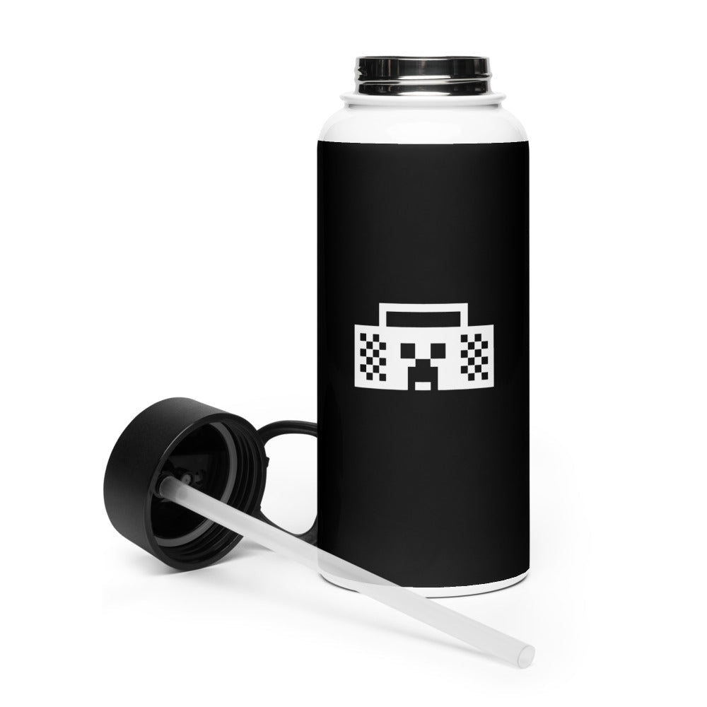Minecraft Tuned In Creeper Stainless Steel Water Bottle with a Straw Lid