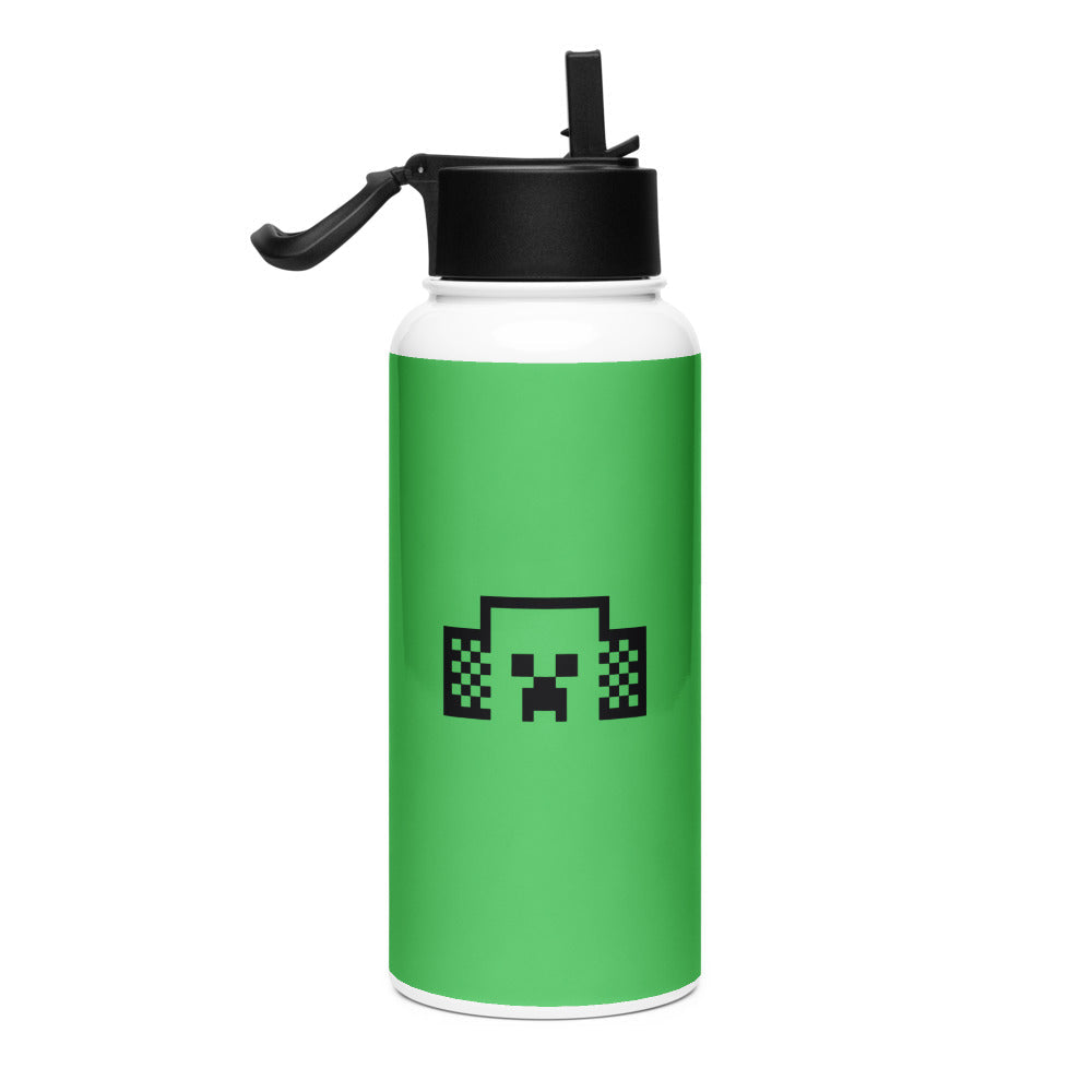 Minecraft Tuned In Creeper Stainless Steel Water Bottle with a Straw Lid