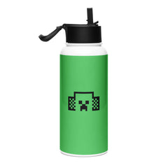 Minecraft Tuned In Creeper Stainless Steel Water Bottle with a Straw Lid