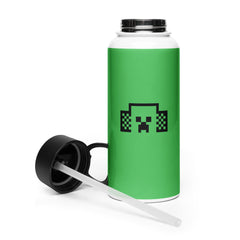 Minecraft Tuned In Creeper Stainless Steel Water Bottle with a Straw Lid