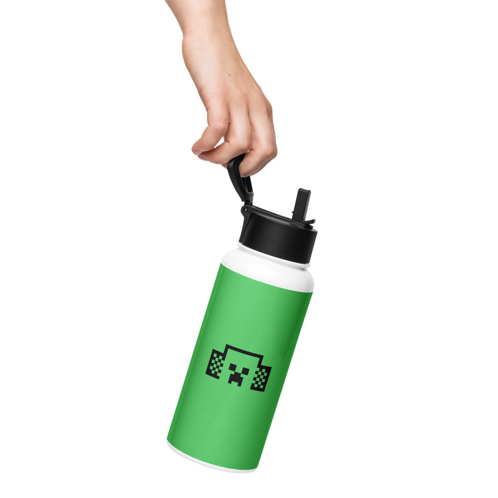 Minecraft Tuned In Creeper Stainless Steel Water Bottle with a Straw Lid