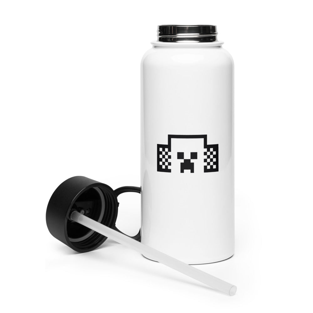 Minecraft Tuned In Creeper Stainless Steel Water Bottle with a Straw Lid