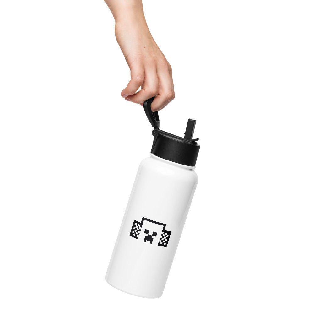 Minecraft Tuned In Creeper Stainless Steel Water Bottle with a Straw Lid
