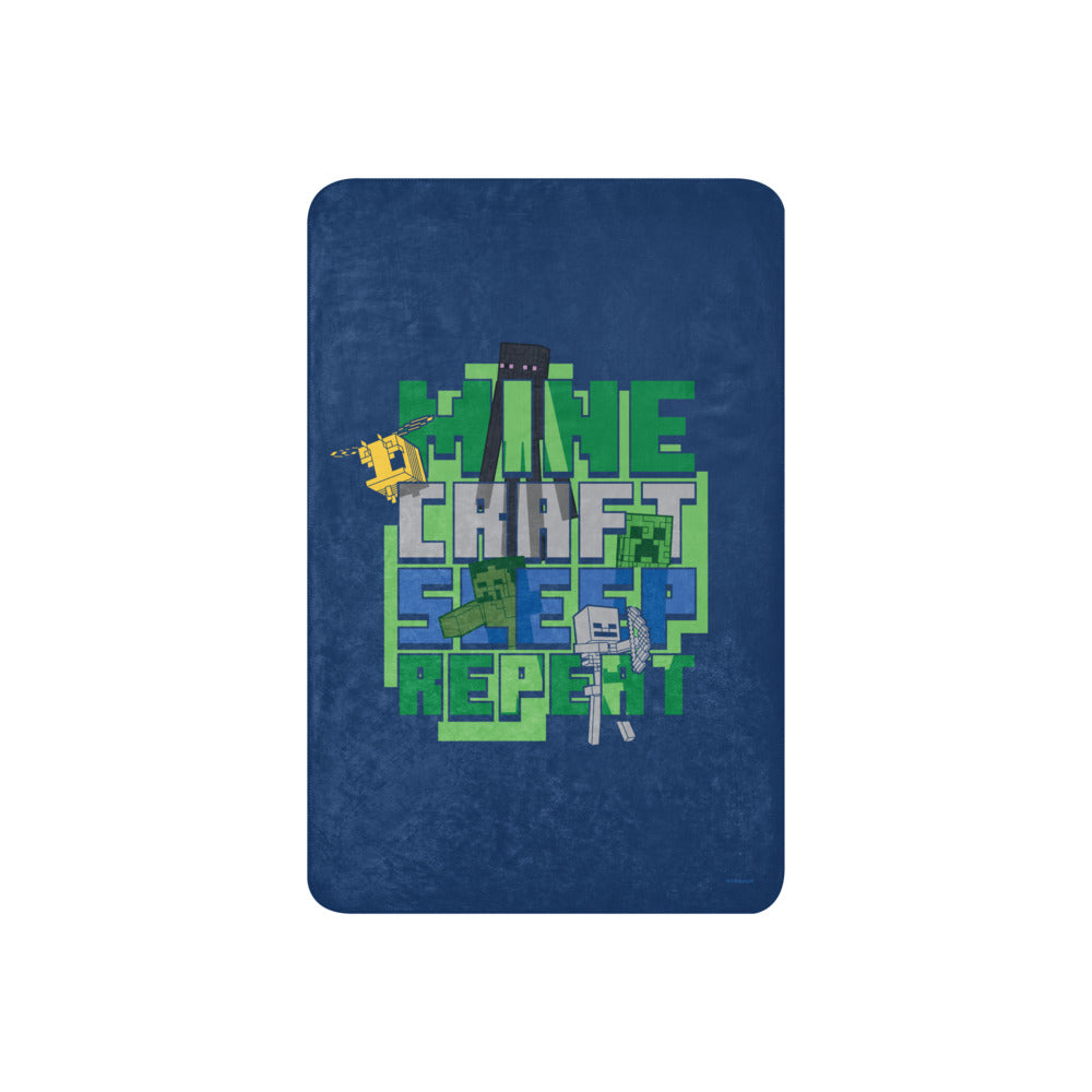 Minecraft Sleep Repeat Premium Sherpa Blanket