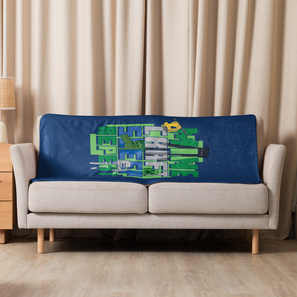 Minecraft Sleep Repeat Premium Sherpa Blanket