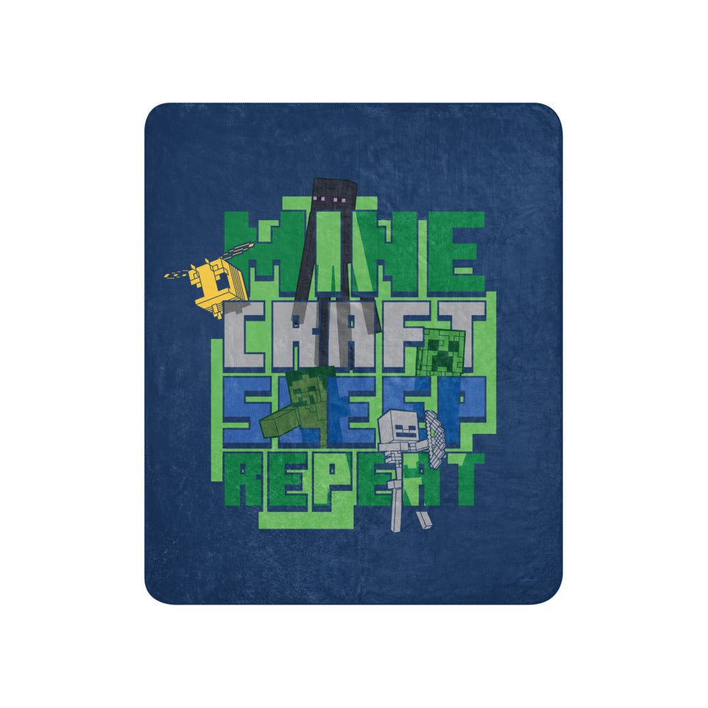Minecraft Sleep Repeat Premium Sherpa Blanket