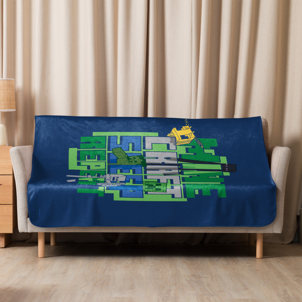 Minecraft Sleep Repeat Premium Sherpa Blanket