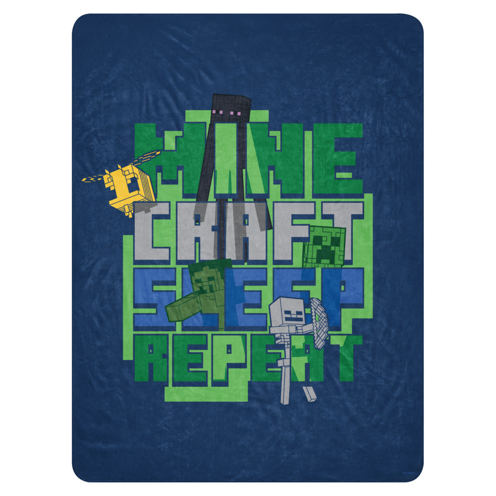 Minecraft Sleep Repeat Premium Sherpa Blanket