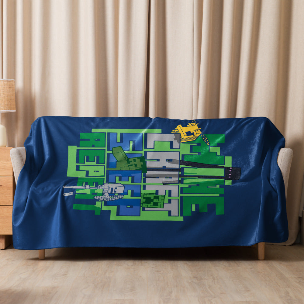 Minecraft Sleep Repeat Premium Sherpa Blanket