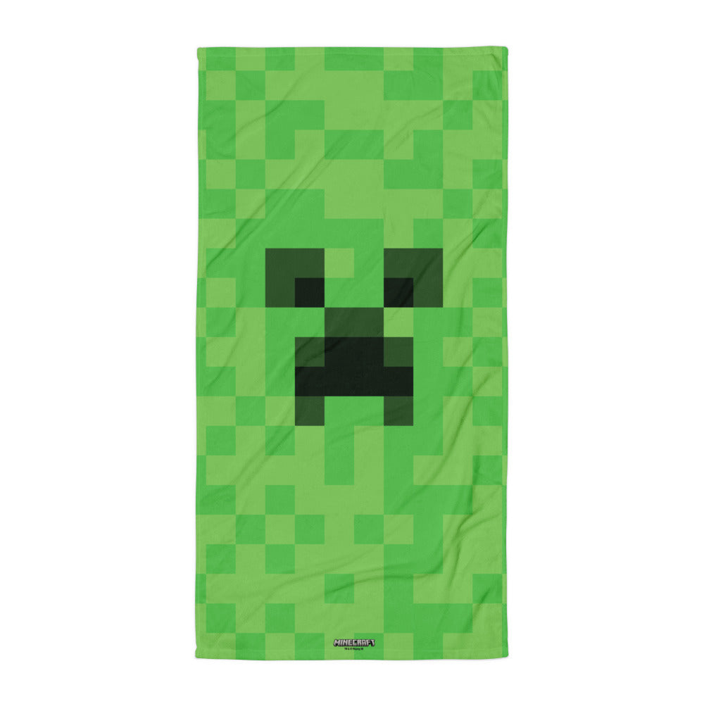 Minecraft Creeper Big Face Beach Towel