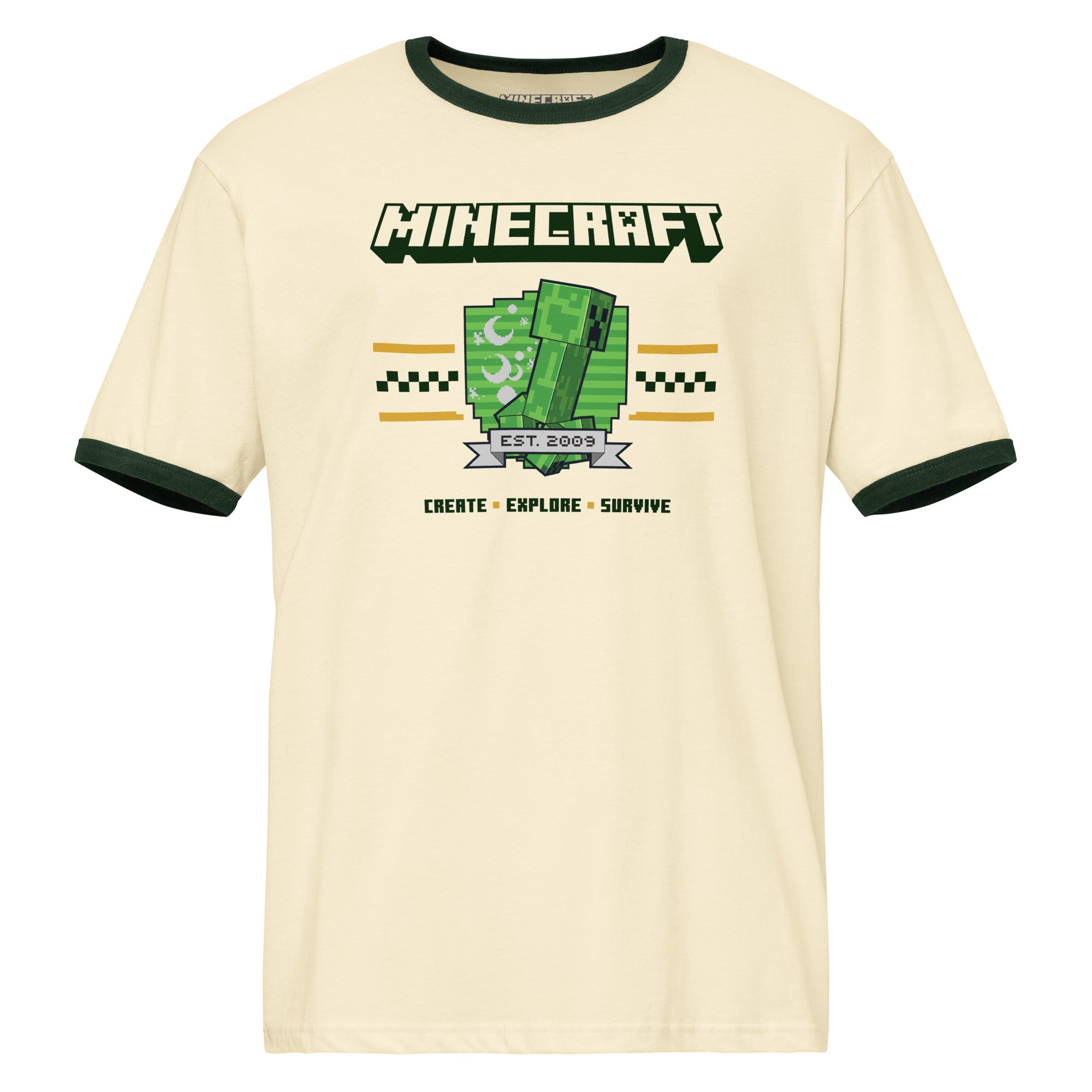 Minecraft Ringer T-Shirt Create, Explore, Survive