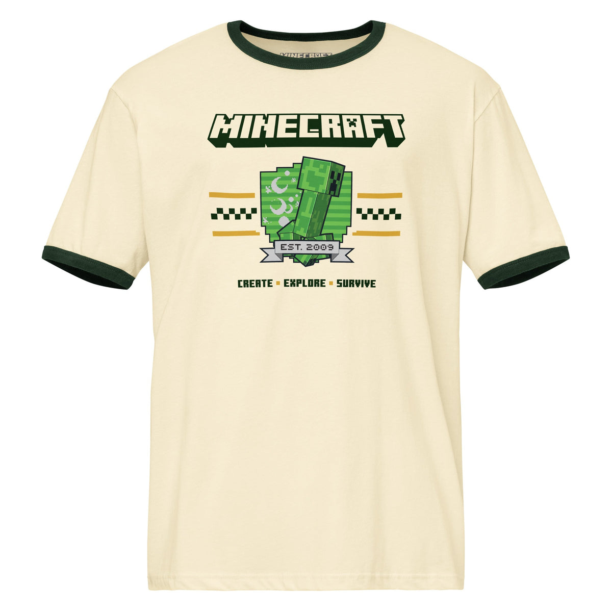 Minecraft Ringer T-Shirt Create, Explore, Survive