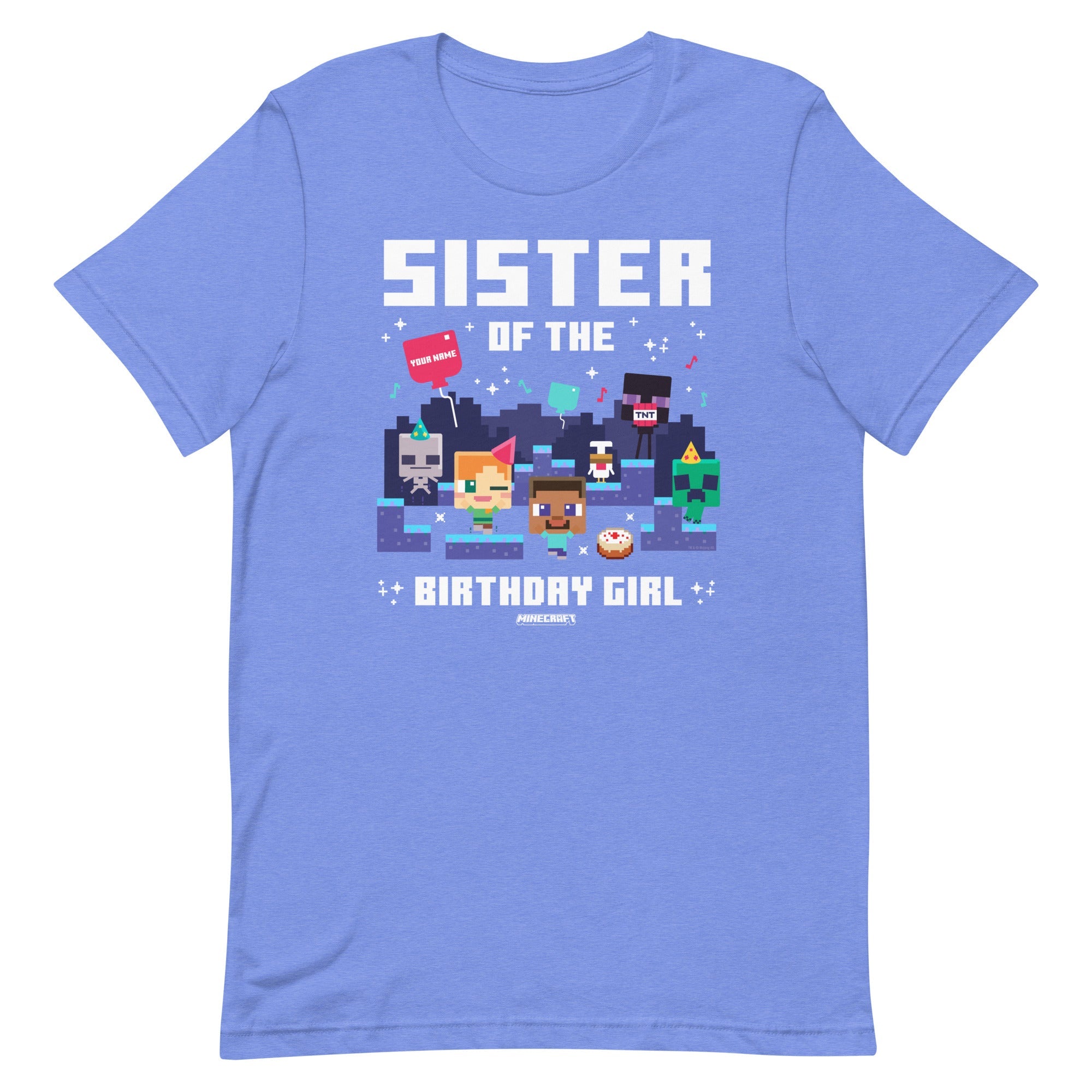 Minecraft Adult T-Shirt Sister Of The Birthday Girl Personalized Name