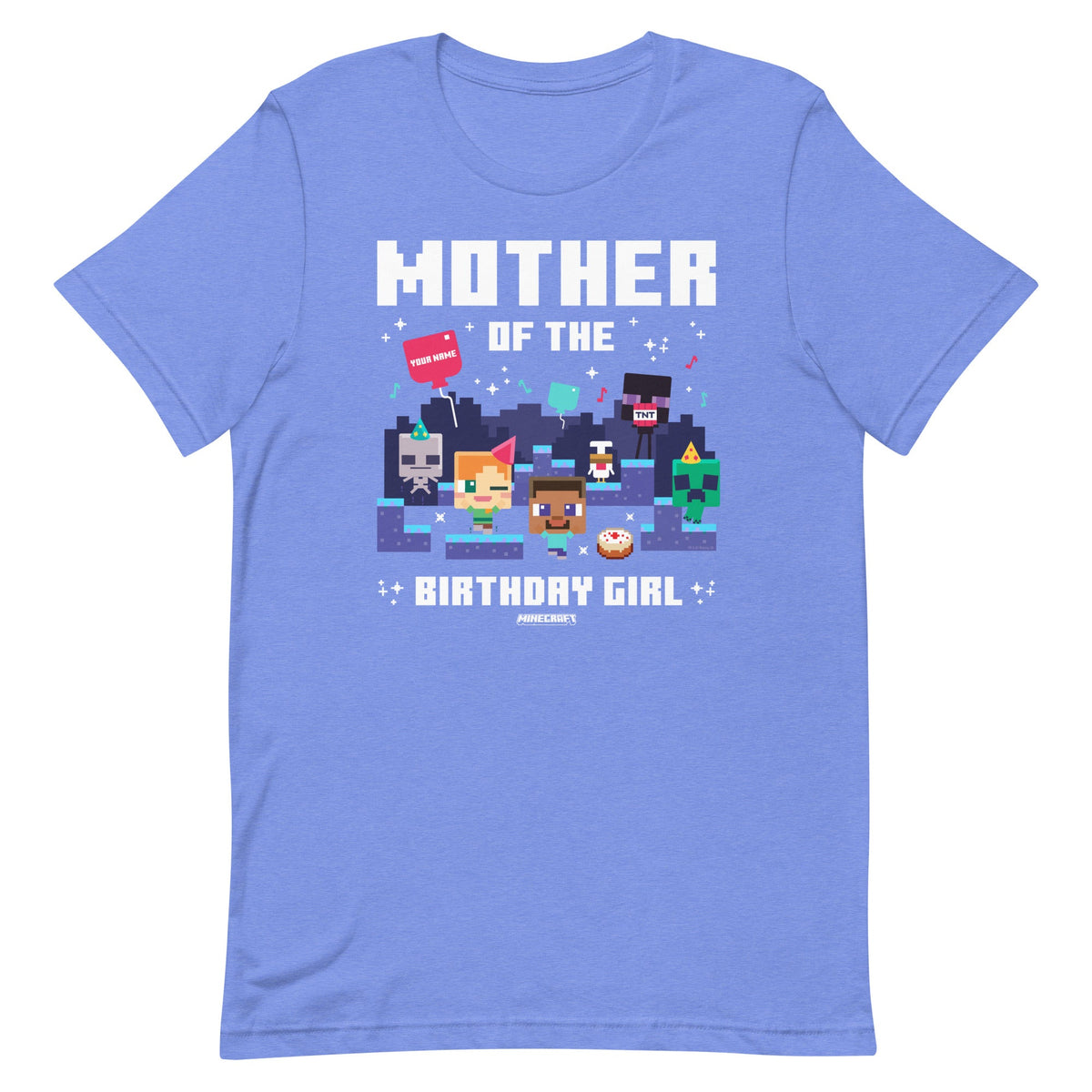 Minecraft Adult T-Shirt Mother Of The Birthday Girl Personalized Name