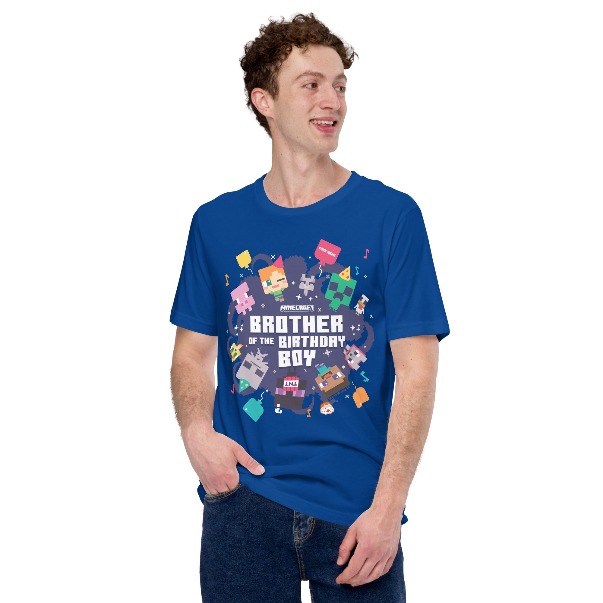 Minecraft Adult T-Shirt Brother Of The Birthday Boy Personalized Name