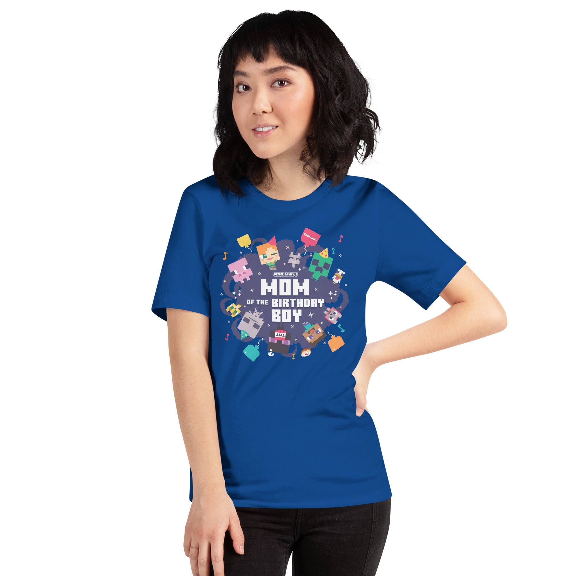 Minecraft Adult T-Shirt Mom Of The Birthday Boy Personalized