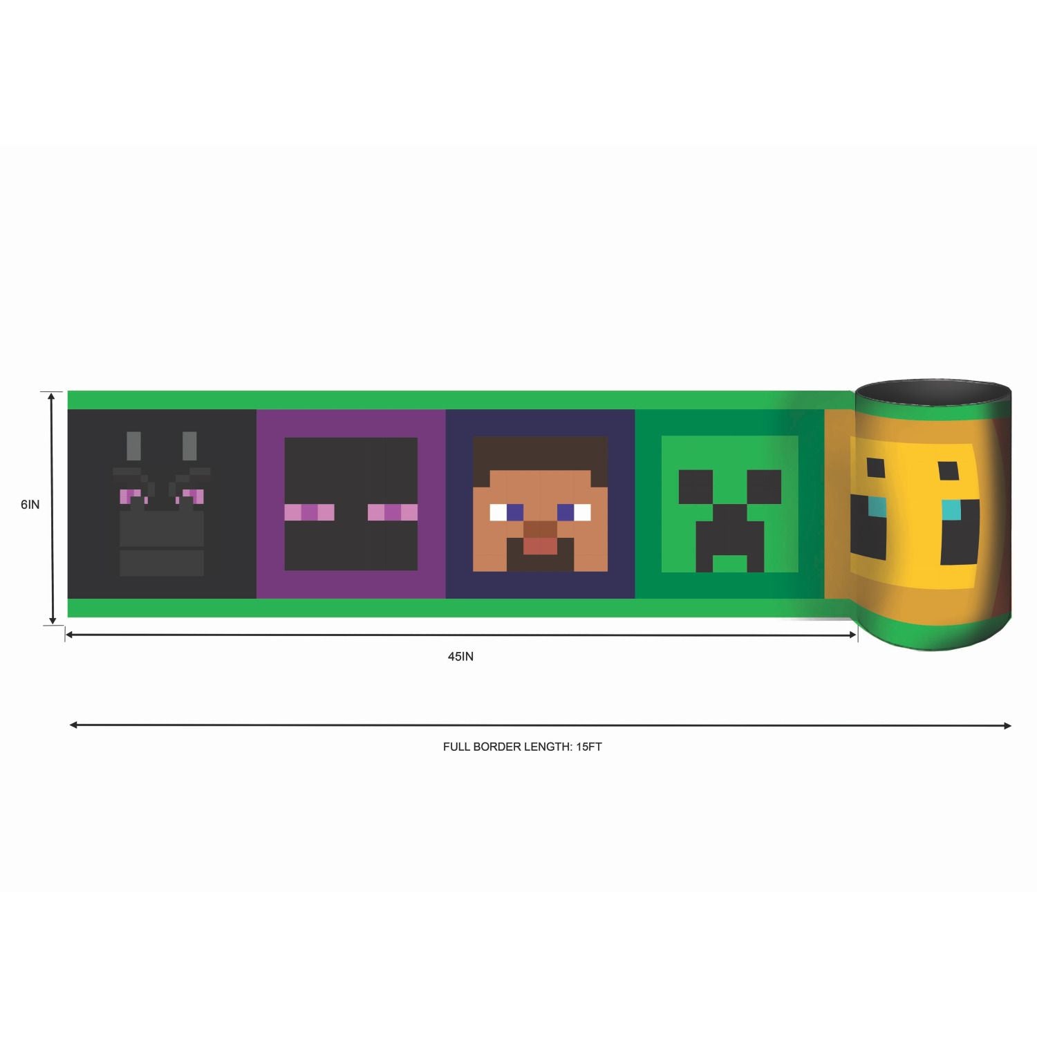 Minecraft Iconic Faces Black Peel & Stick Border