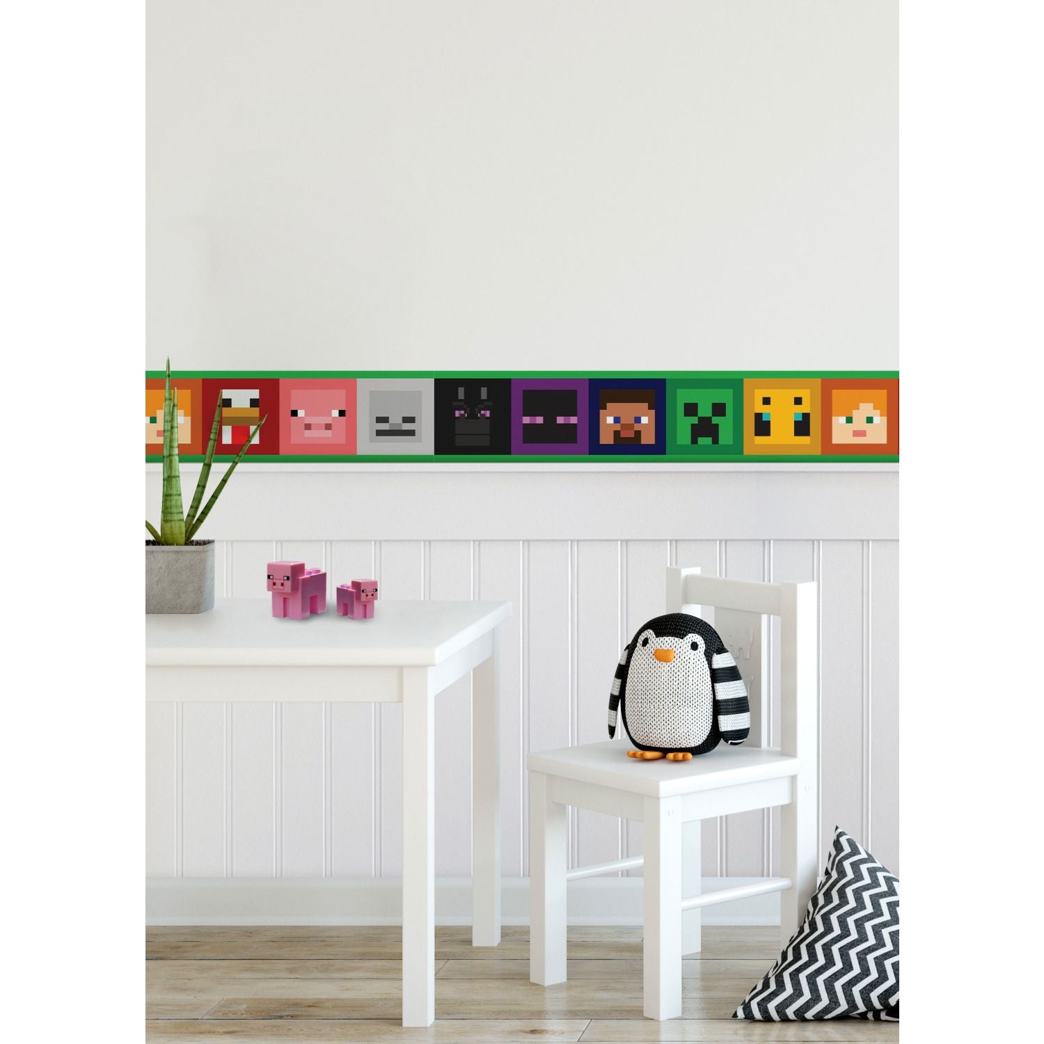 Minecraft Iconic Faces Black Peel & Stick Border