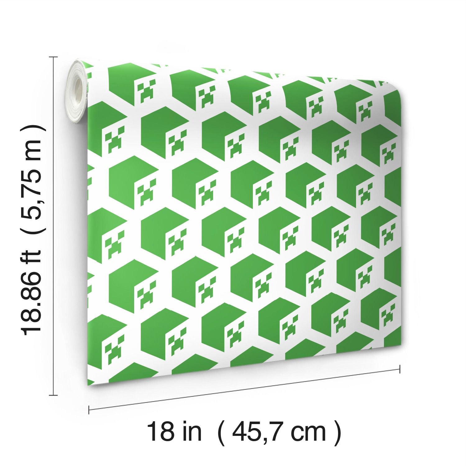 Minecraft Creeper Face Green Peel & Stick Wallpaper