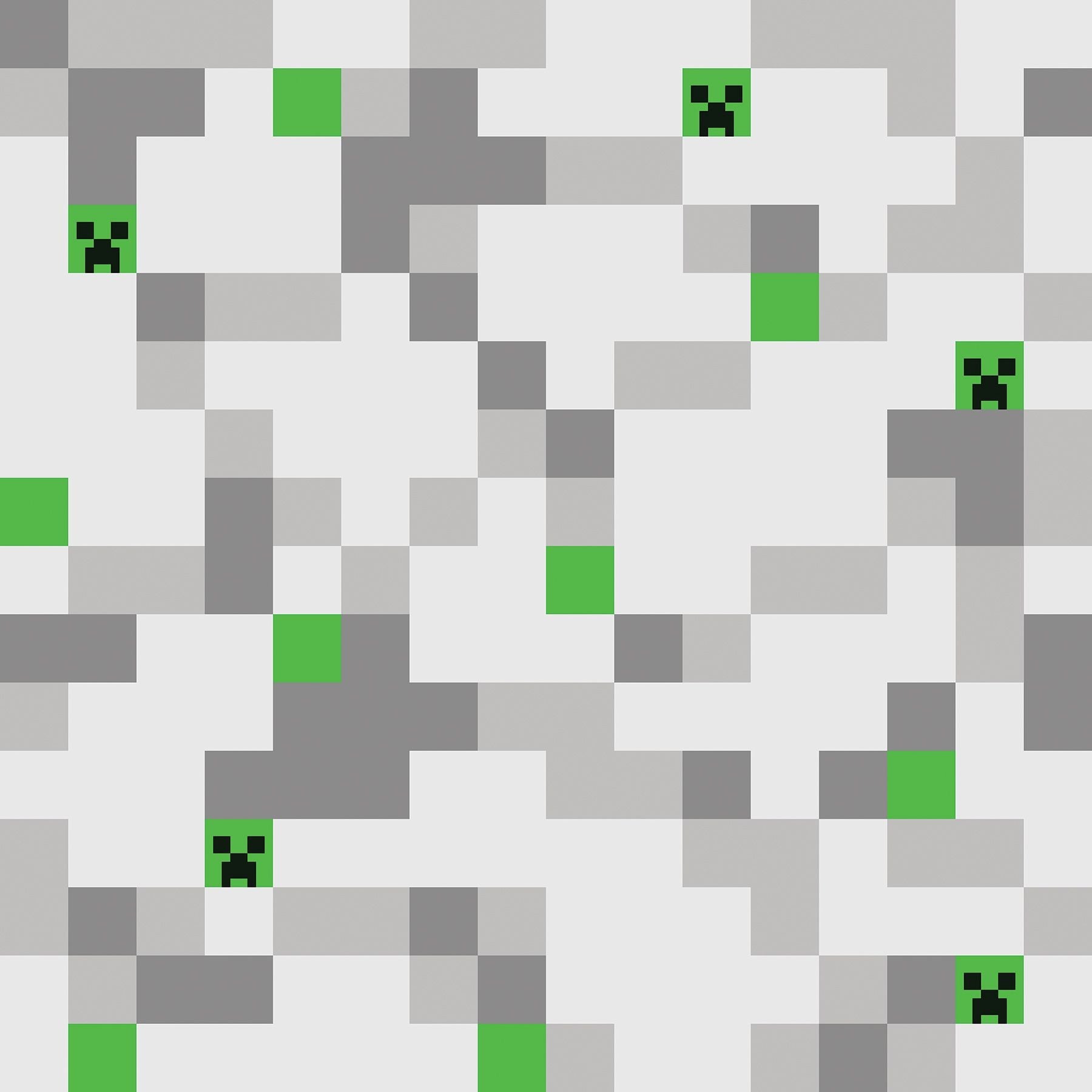 Minecraft Grey Pixel Creeper Peel & Stick Wallpaper