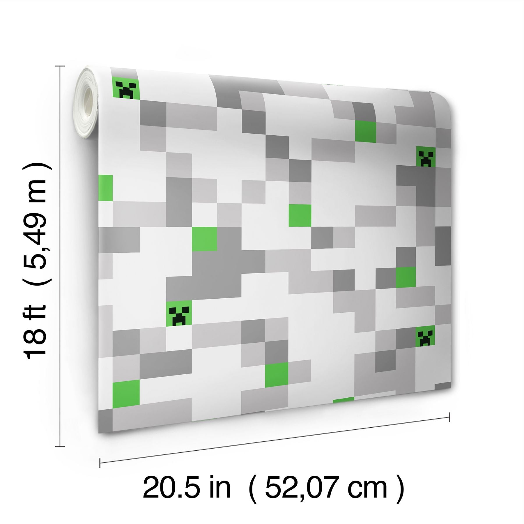 Minecraft Grey Pixel Creeper Peel & Stick Wallpaper