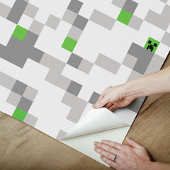 Minecraft Grey Pixel Creeper Peel & Stick Wallpaper