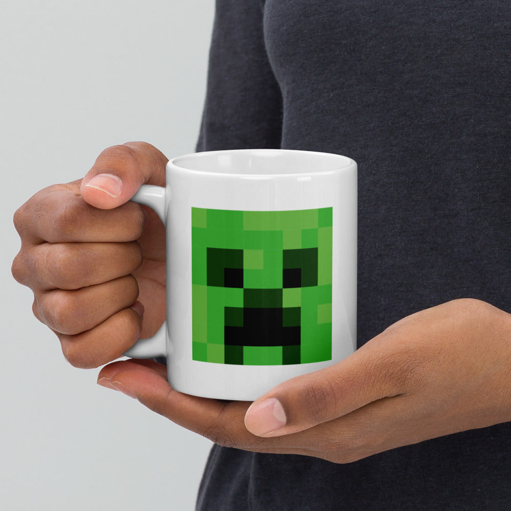 Minecraft Creeper Face White Mug