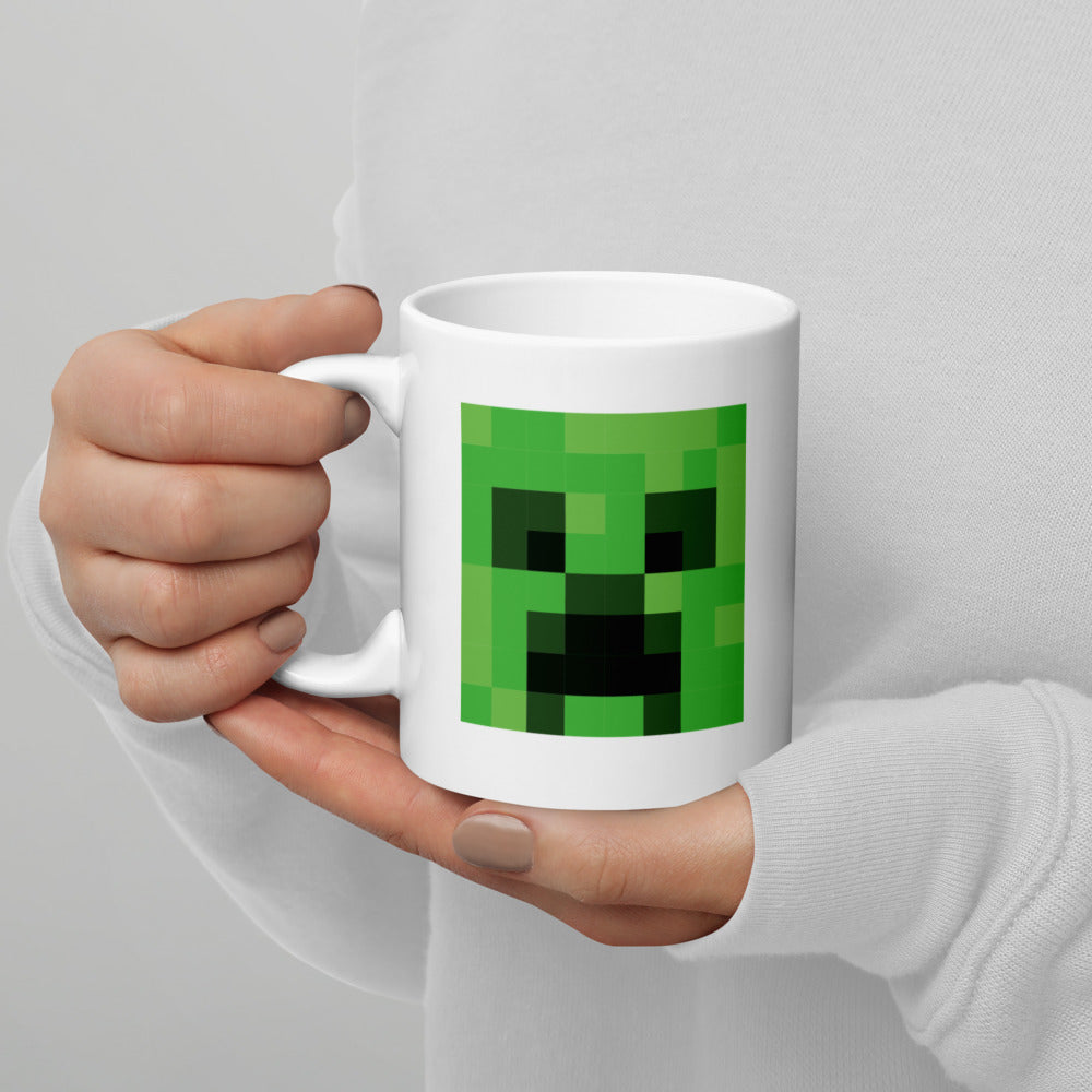 Minecraft Creeper Face White Mug