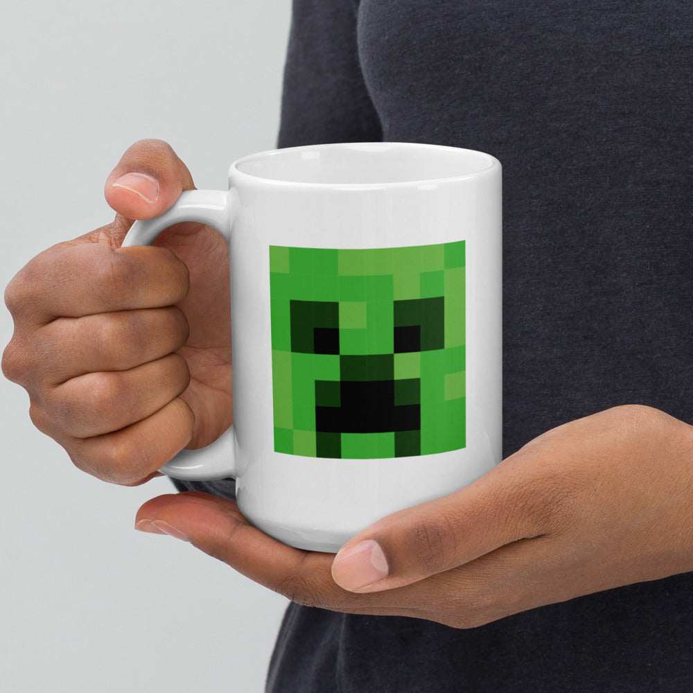 Minecraft Creeper Face White Mug