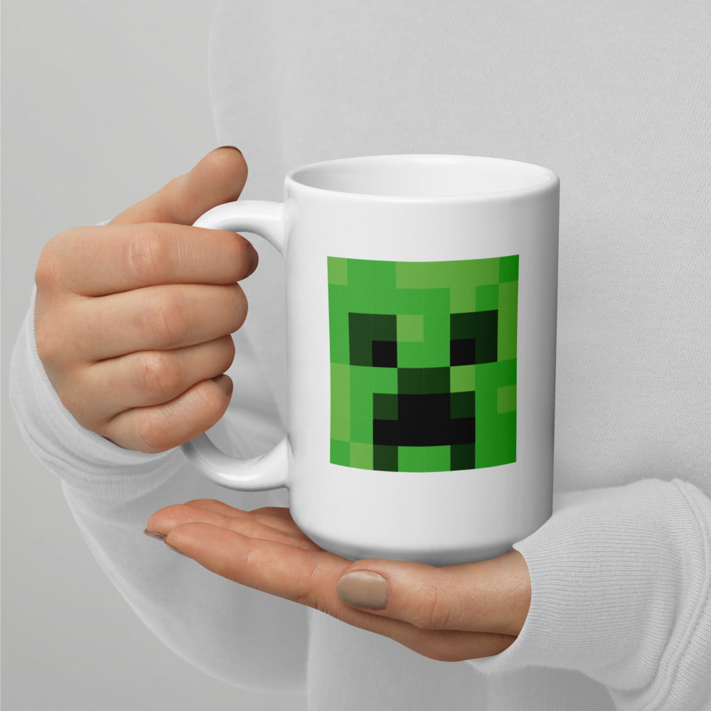 Minecraft Creeper Face White Mug