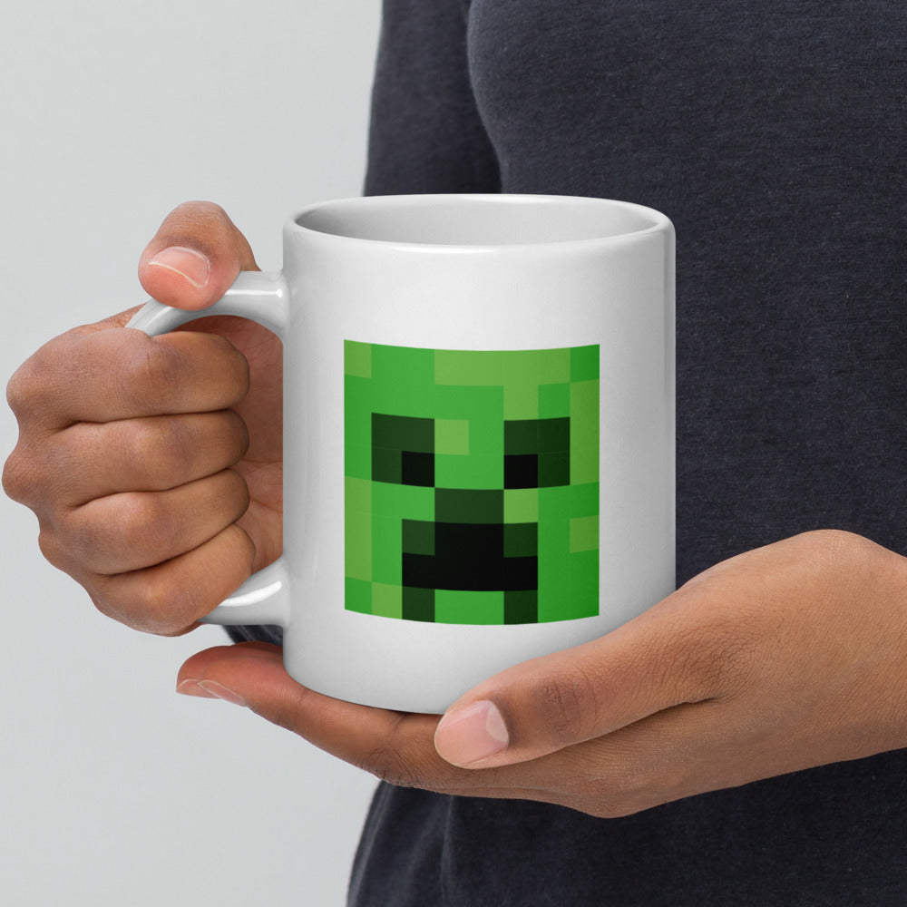 Minecraft Creeper Face White Mug