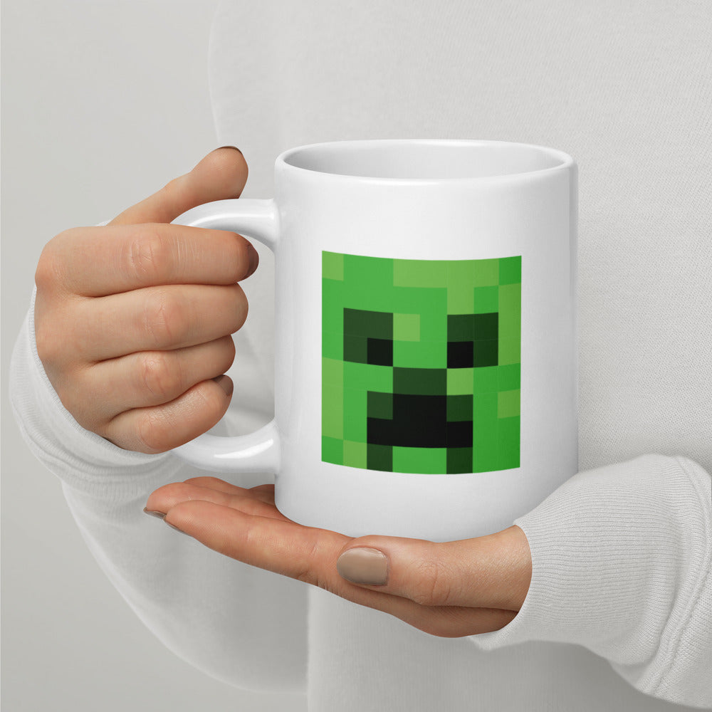 Minecraft Creeper Face White Mug