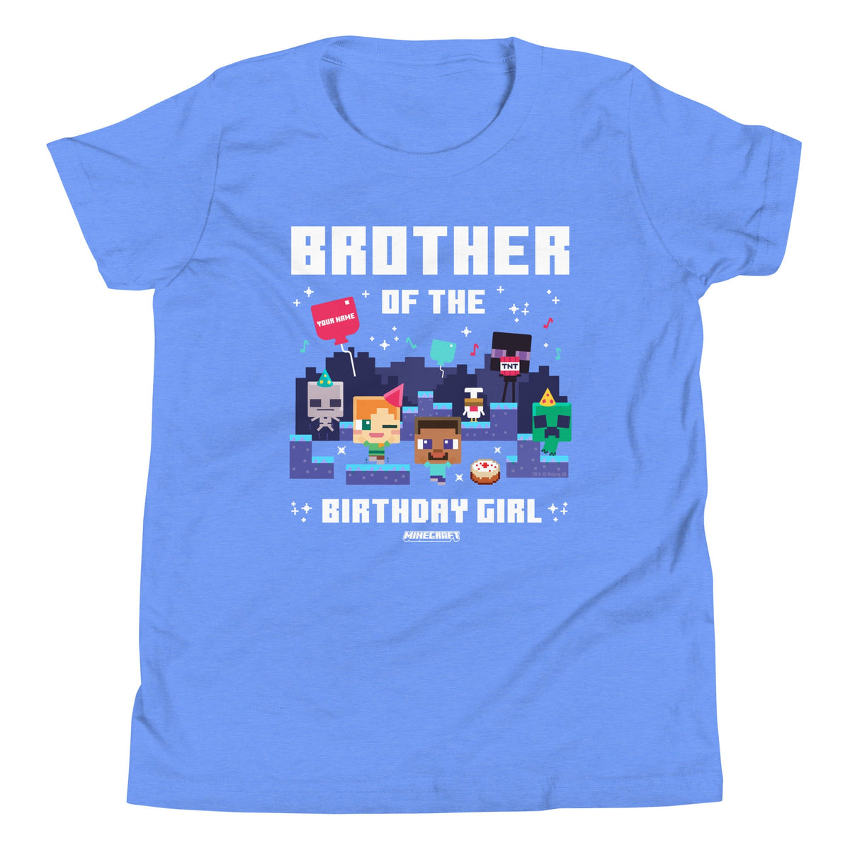 Minecraft Kids T-Shirt Brother Of The Birthday Girl Personalized Name